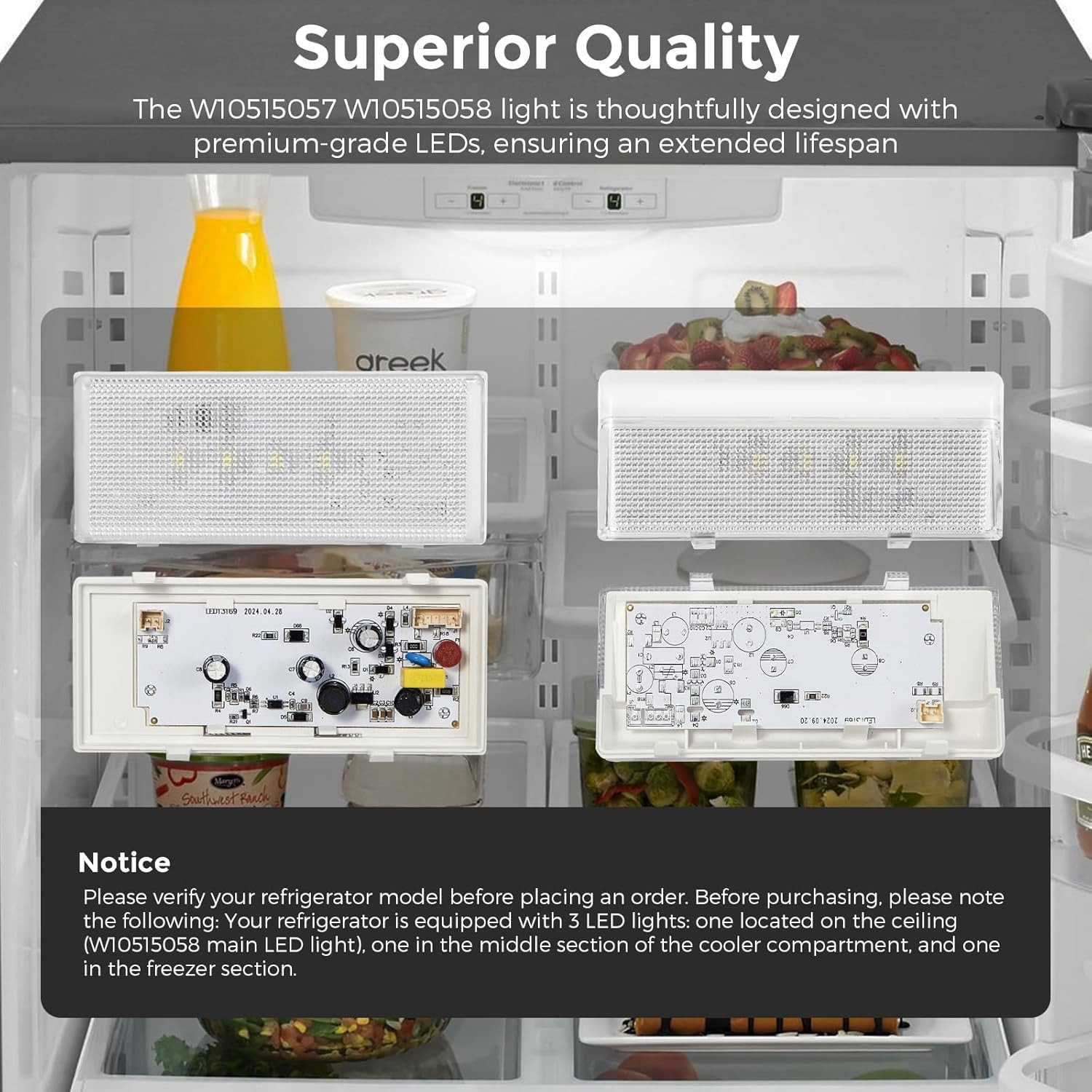 New Upgraded Refrigerator LED Light Set - Compatible with Whirlpool, Kenmore, Ma