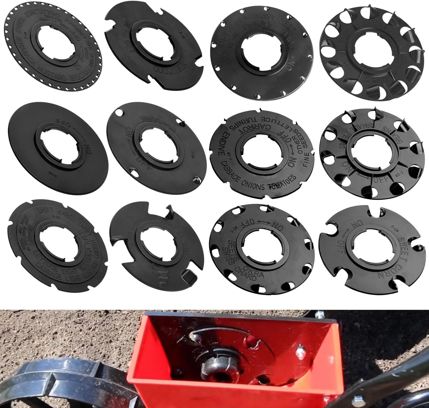 60009 60010 Optional Seed Plate 12 Set for EarthWay 10001 1001-B Garden Seede...