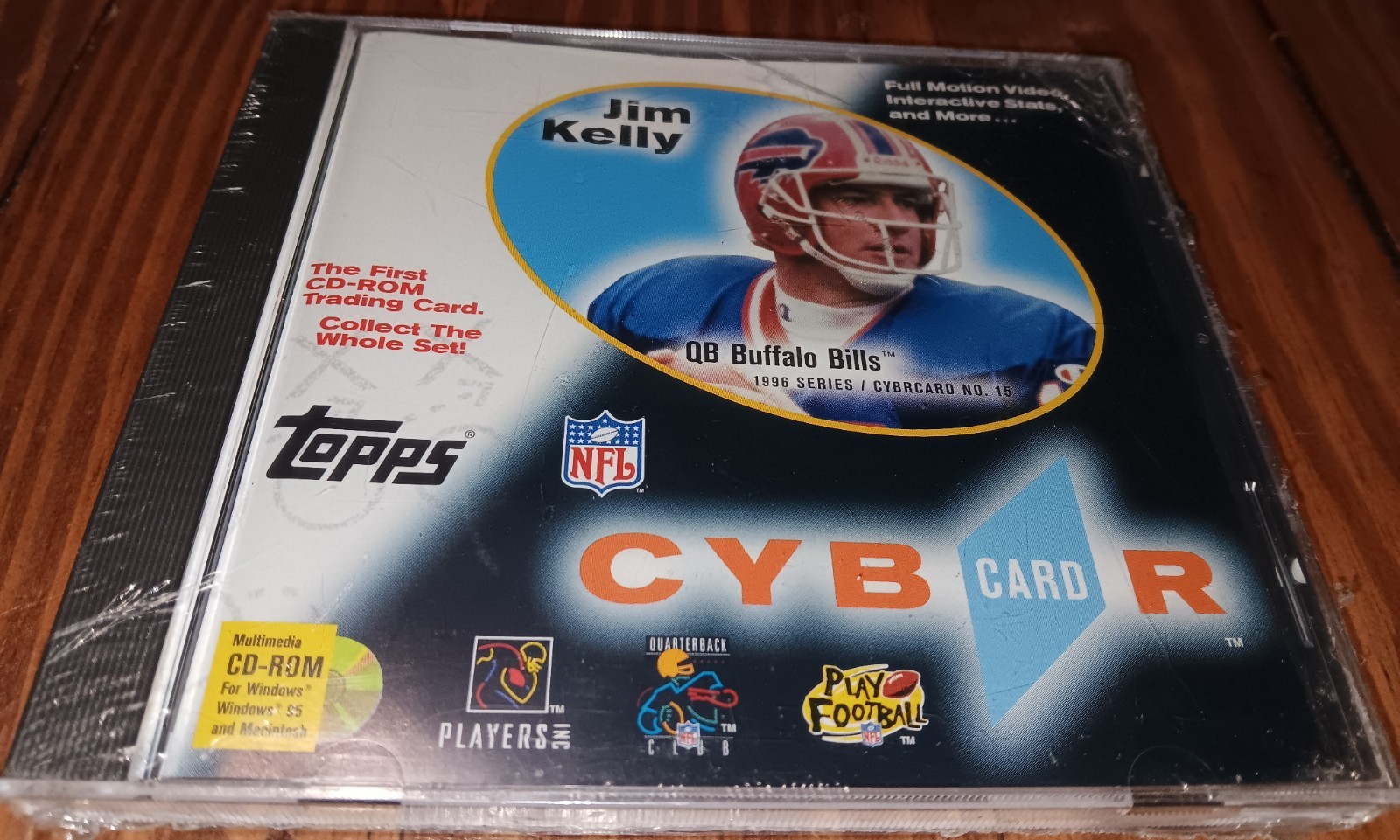 Topps NFL SEALED Cyber Card Jim Kelly Buffalo Bills 1996 Series Cybercard No. 15
