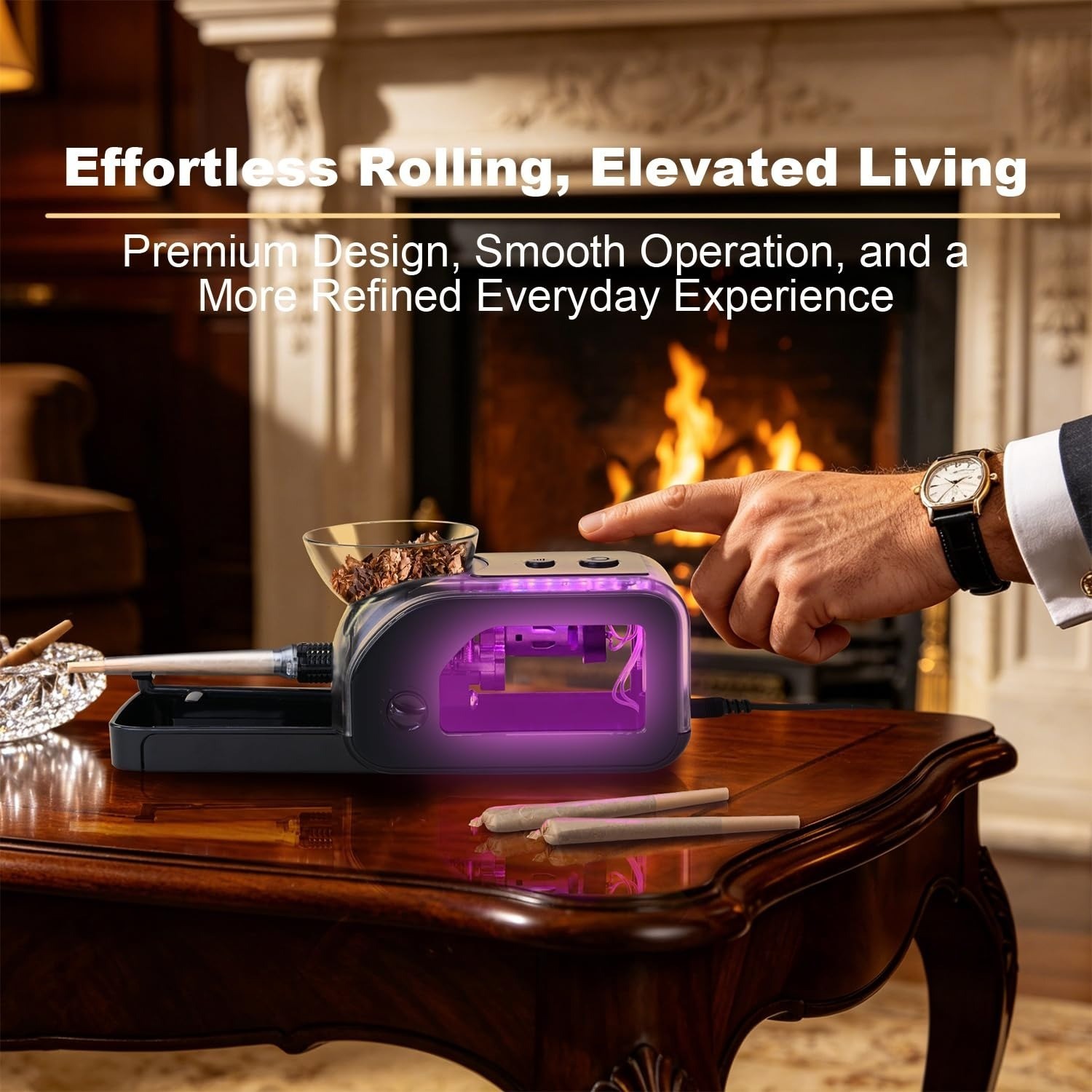 Cutcotfire Electric Cigarette Rolling Machine with Grinder & LED Light