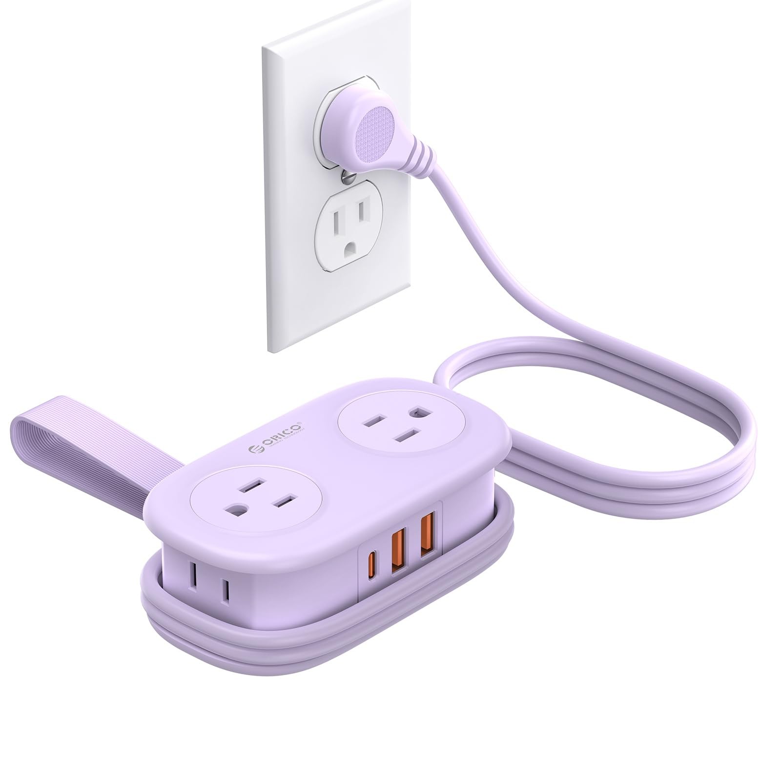 ORICO Purple Travel Power Strip PD20W with 4 AC Outlets 3 USB Ports (1