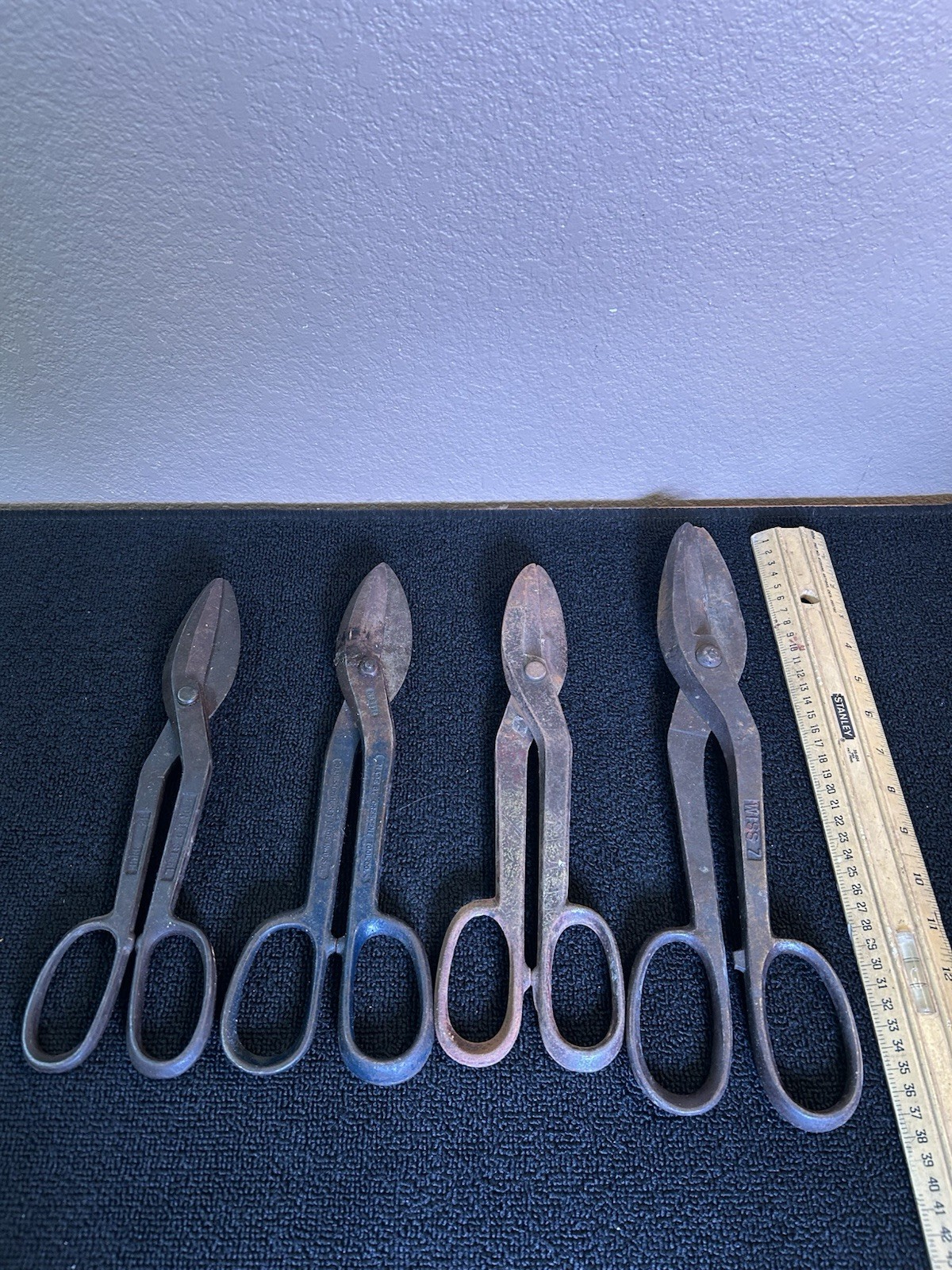 Vintage Tin Snips Lot of 4, Metal Shears, Wiss 7, Crescent 5412, Forged Steel 12