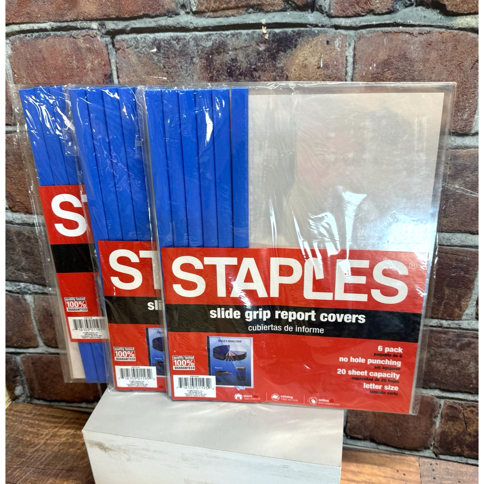 Lot of 18 Staples Report Covers Blue Slide Grip Clear for A4 Letter Size Paper