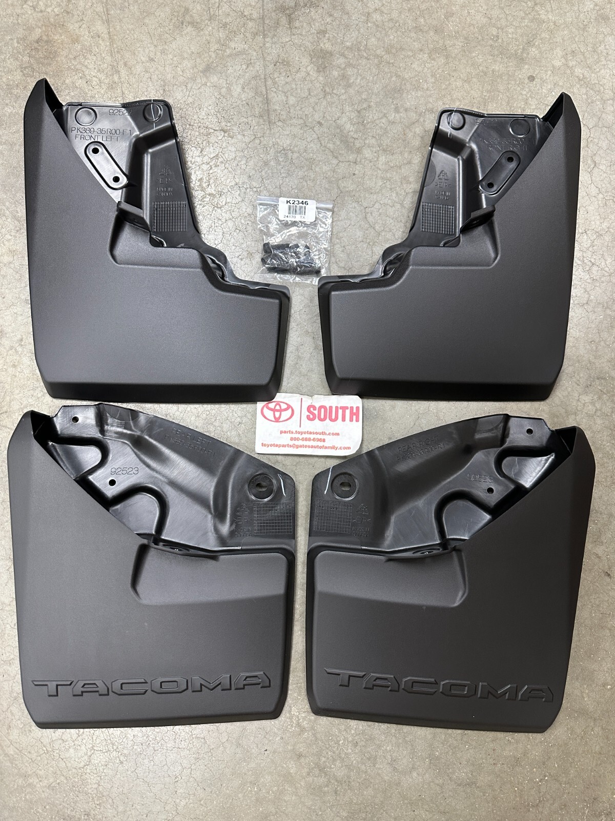 2024-25 TACOMA MUDGUARD MUD FLAP SET FRONT & REAR GENUINE TOYOTA PK389-35R00-P1