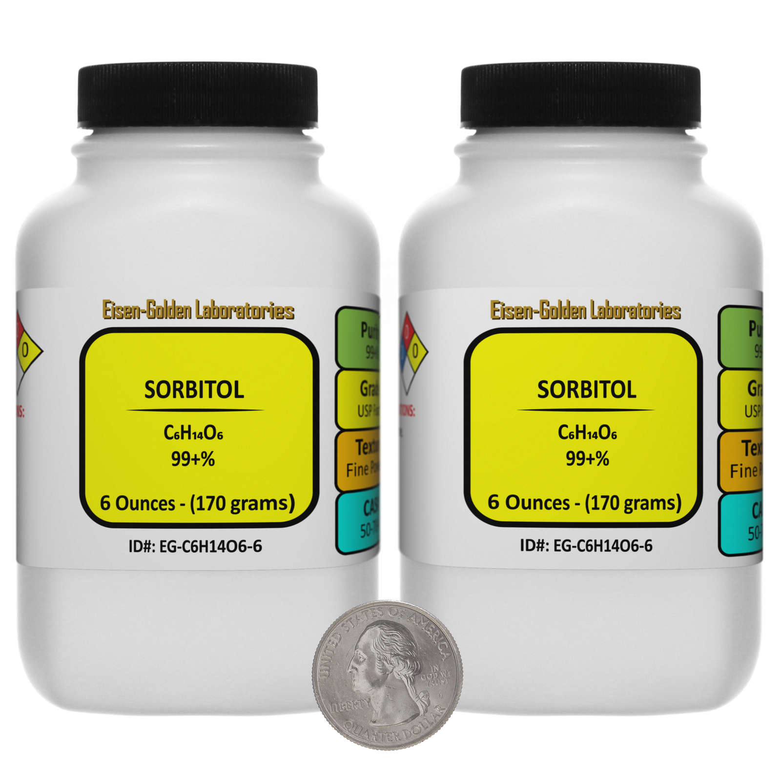Sorbitol [C6H14O6] 99+% USP Food Grade Powder 12 Oz in Two Bottles USA