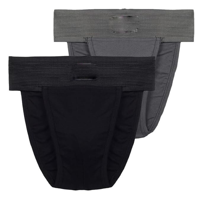Athletic Back Covered Cotton Supporter Pack of 2 For Sports Gym Gray Black