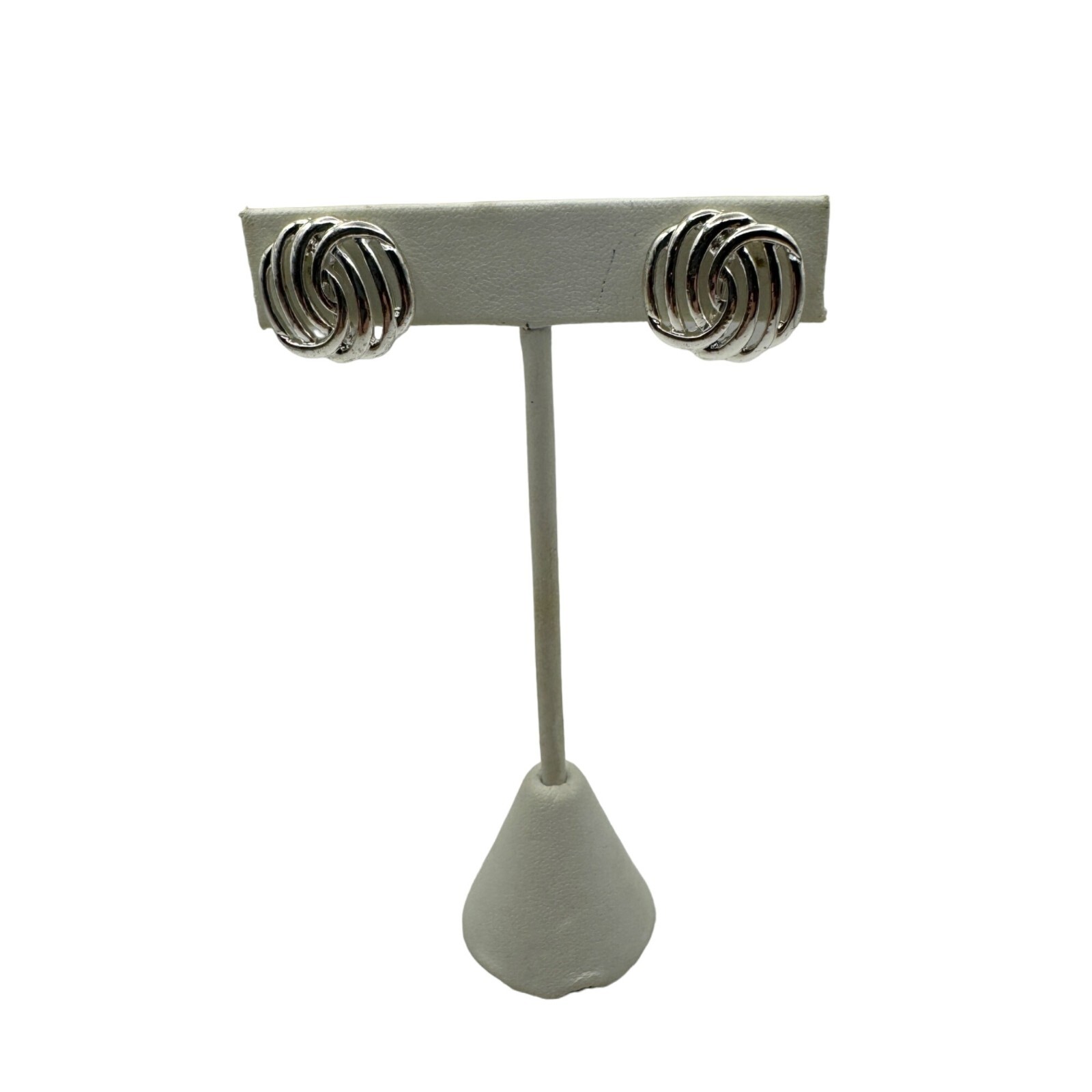 Vintage Silver Knot Clip-On Earrings