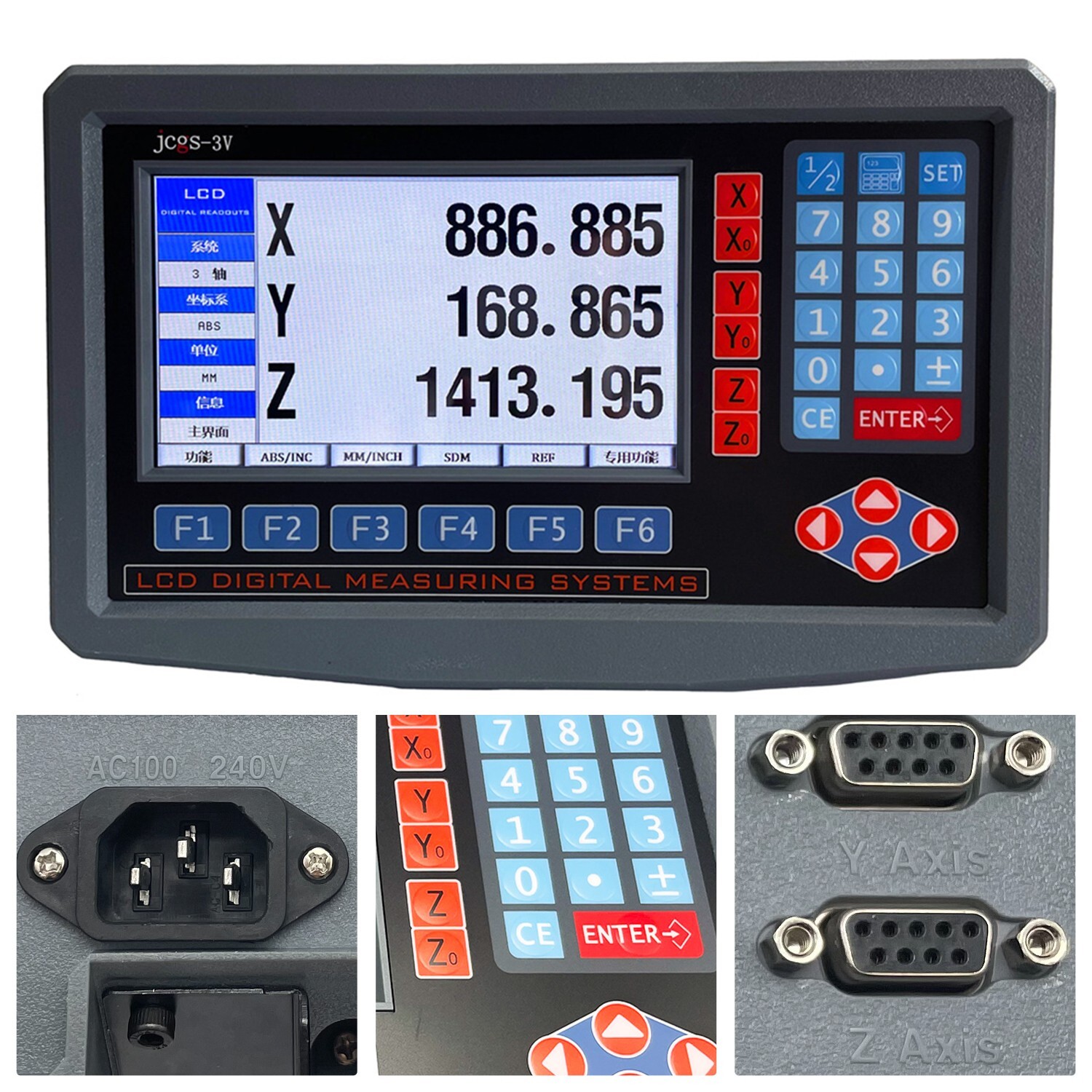LCD Digital Readout with Precision Linear Scale for Milling Lathe Machine 3 Axis