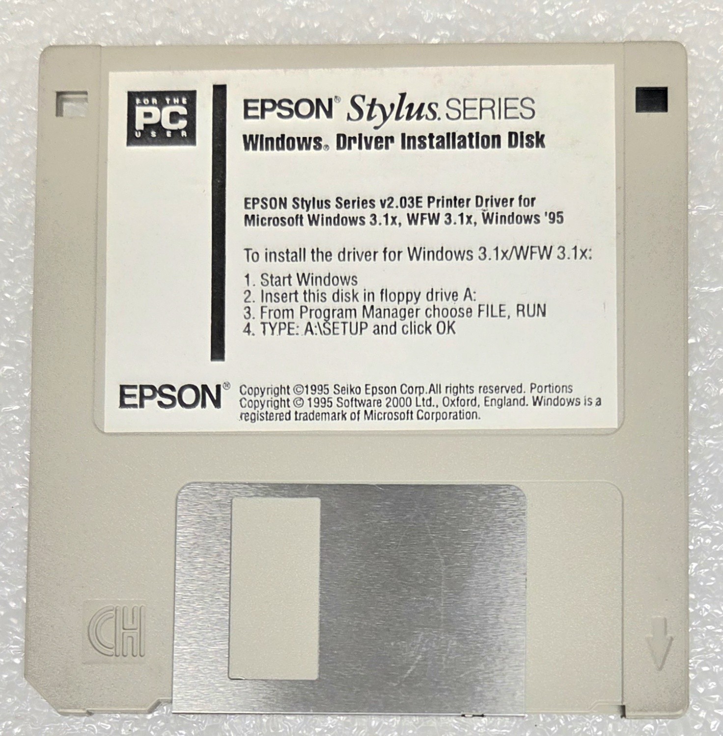 Epson Stylus Series 2.03E Printer Driver Floppy Disk Win 3.1 & Win 95