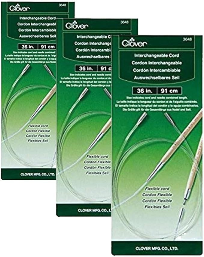 Clover 3648 Interchangeable Cord 36" Takumi Needle Cable Set of 3