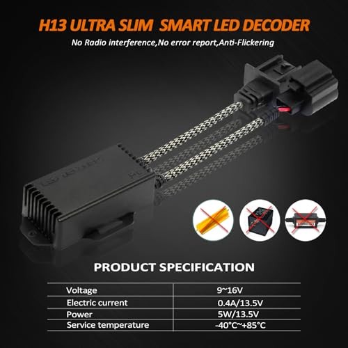 H13 9008 Canbus Decoder Kit for Anti-Flickering Headlight Compatibility