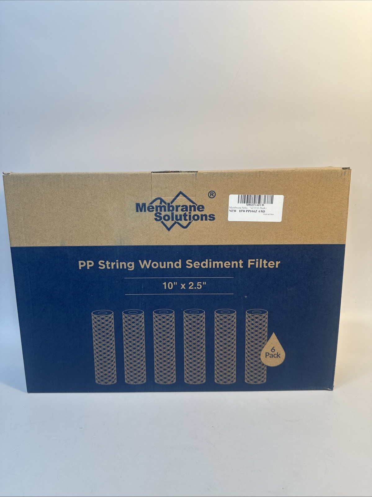 Membrane Solutions PP String Wound Sediment 20 Micron Filter 10"x2.5" - 6 Pack