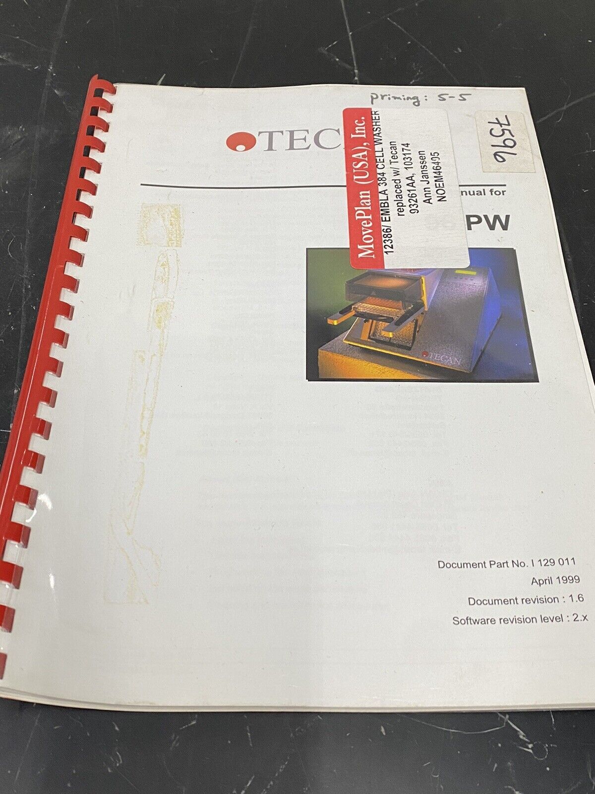 Tecan 96 PW - User Guide / Manual