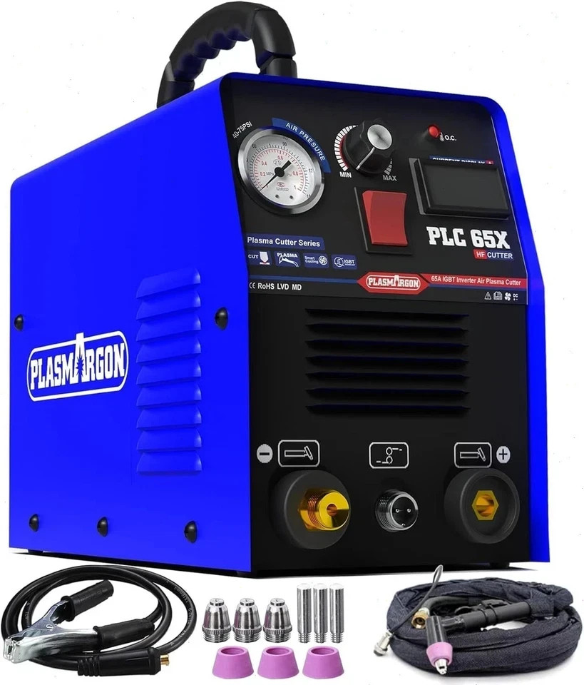 PLC65X 110V/220V 65A Plasma Cutter Machine Pilot Arc IGBT Inverter LED Display