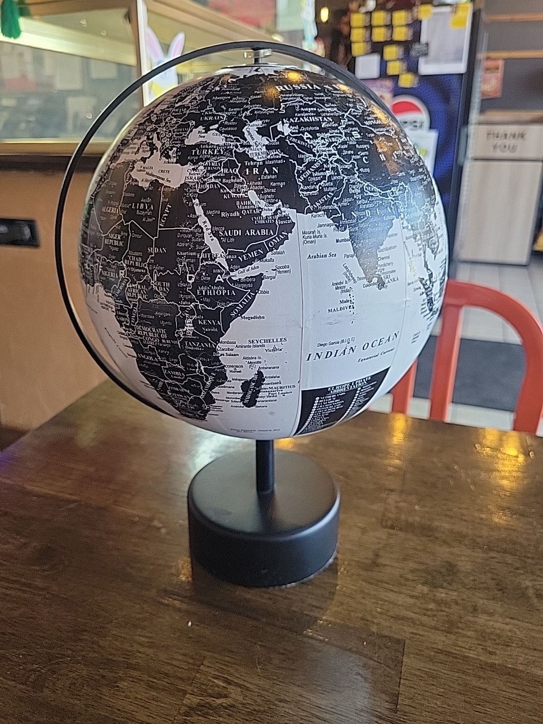Decorative World Globe Black And White Home Office 12" Tall Desk Table I