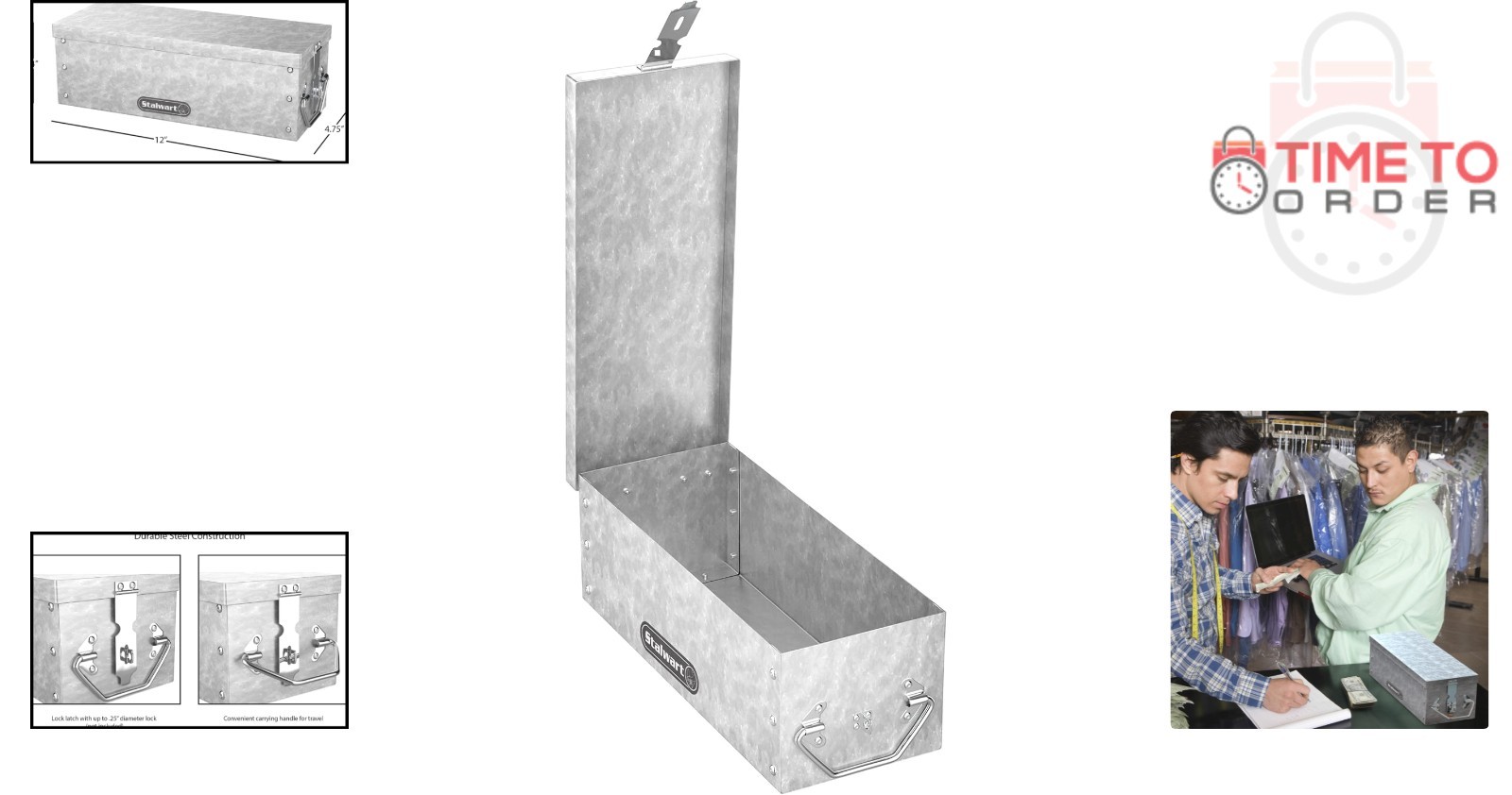 Metal Lock Box Small Security Safe Waterproof Stackable Storage Chest