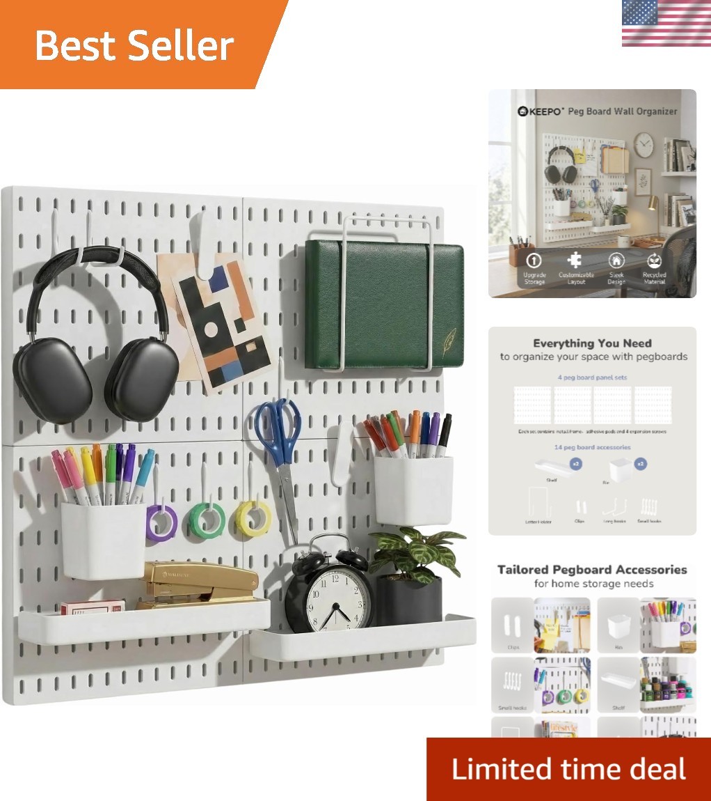 Durable 22″×22″ Plastic Pegboard Organizer – Perfect for Craft Rooms & Offices