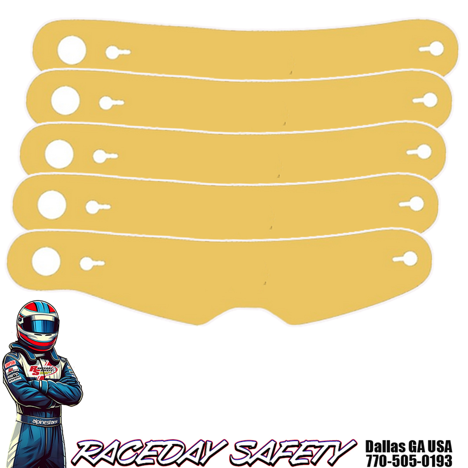 Ultra Shield Pack of 5 Amber Tinted Tear Offs A18 for RaceQuip Vesta Helmets