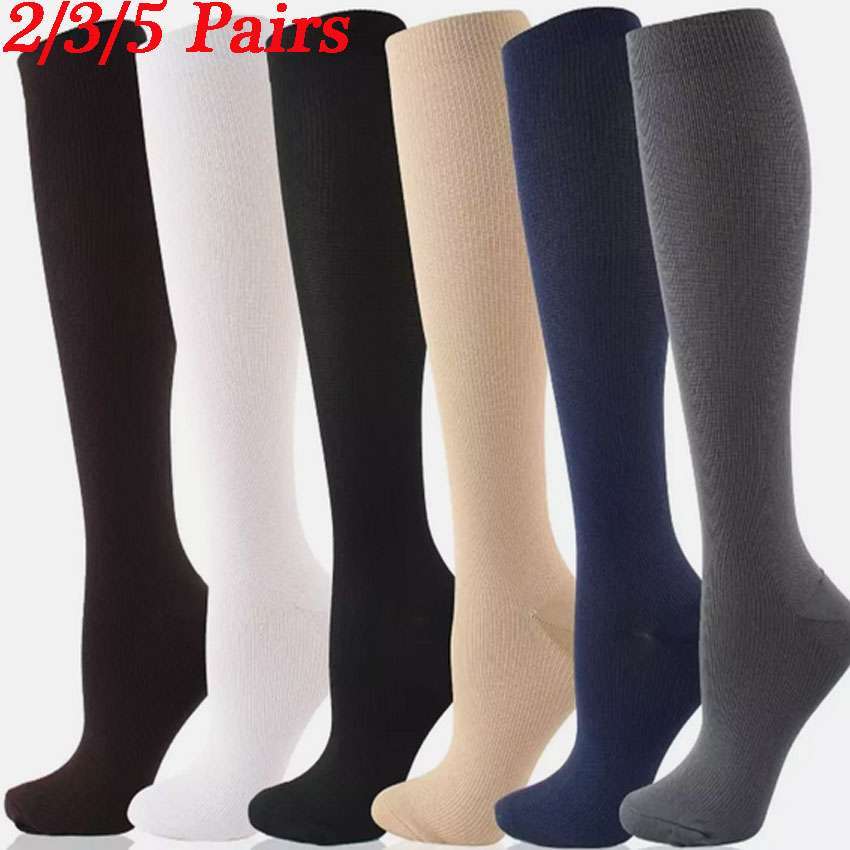 2/5 Pairs Copper Compression Socks 20-30mmHg Graduated Support Mens Womens S-XXL