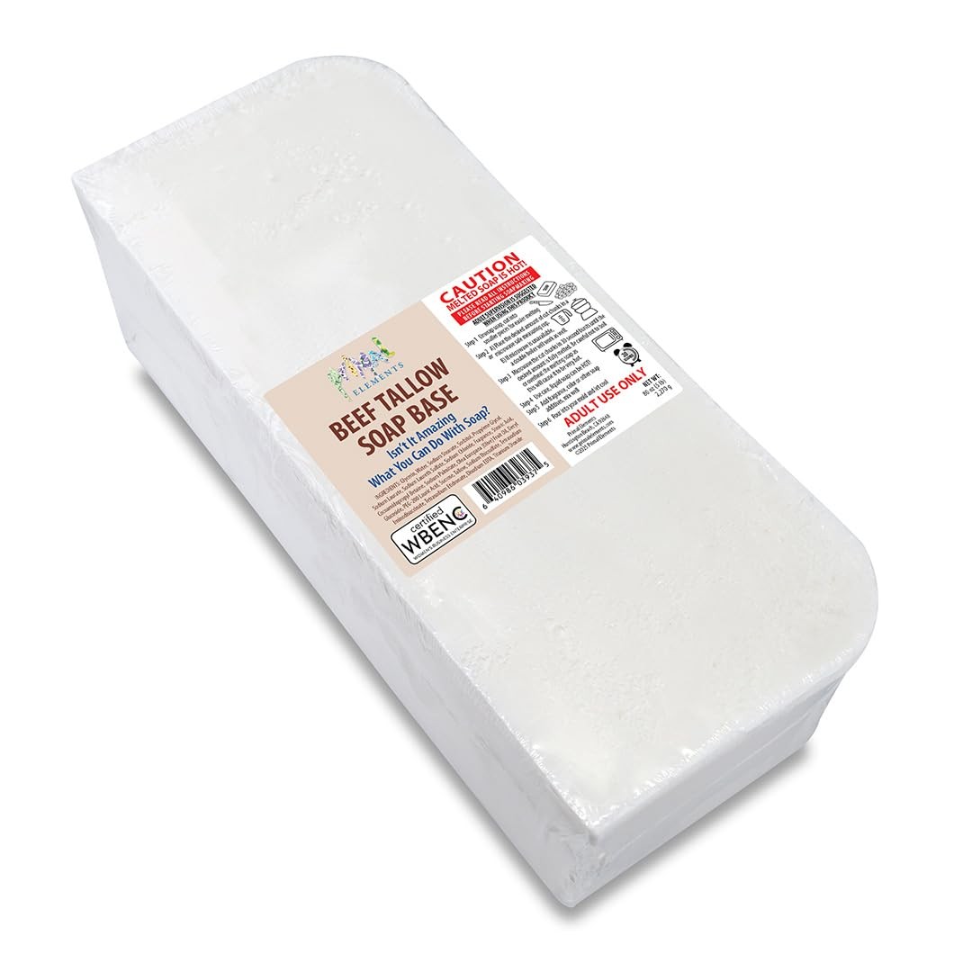 Primal Elements Beef Tallow Soap Base - Moisturizing Melt and Pour Glycerin