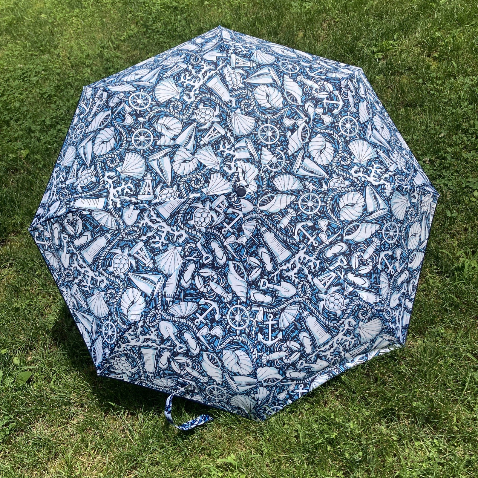 Vera Bradley Umbrella Shore Enough Automatic Turtle Ocean Beach Shell Lobster