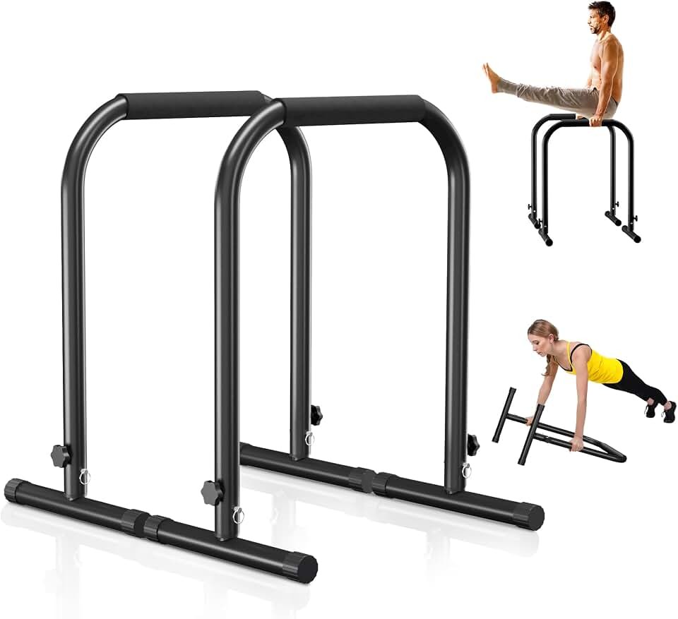 Outdoor Basic Adjustable Dip Bar Station - Heavy Duty Parallel Bars, Extra Tall