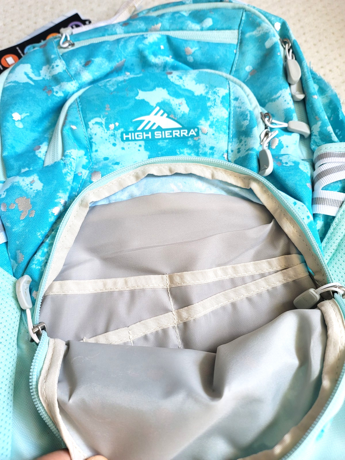 NWT High Sierra Swoop SG Laptop Backpack- 'Art Class' Teal Mint Sky Blue 30L