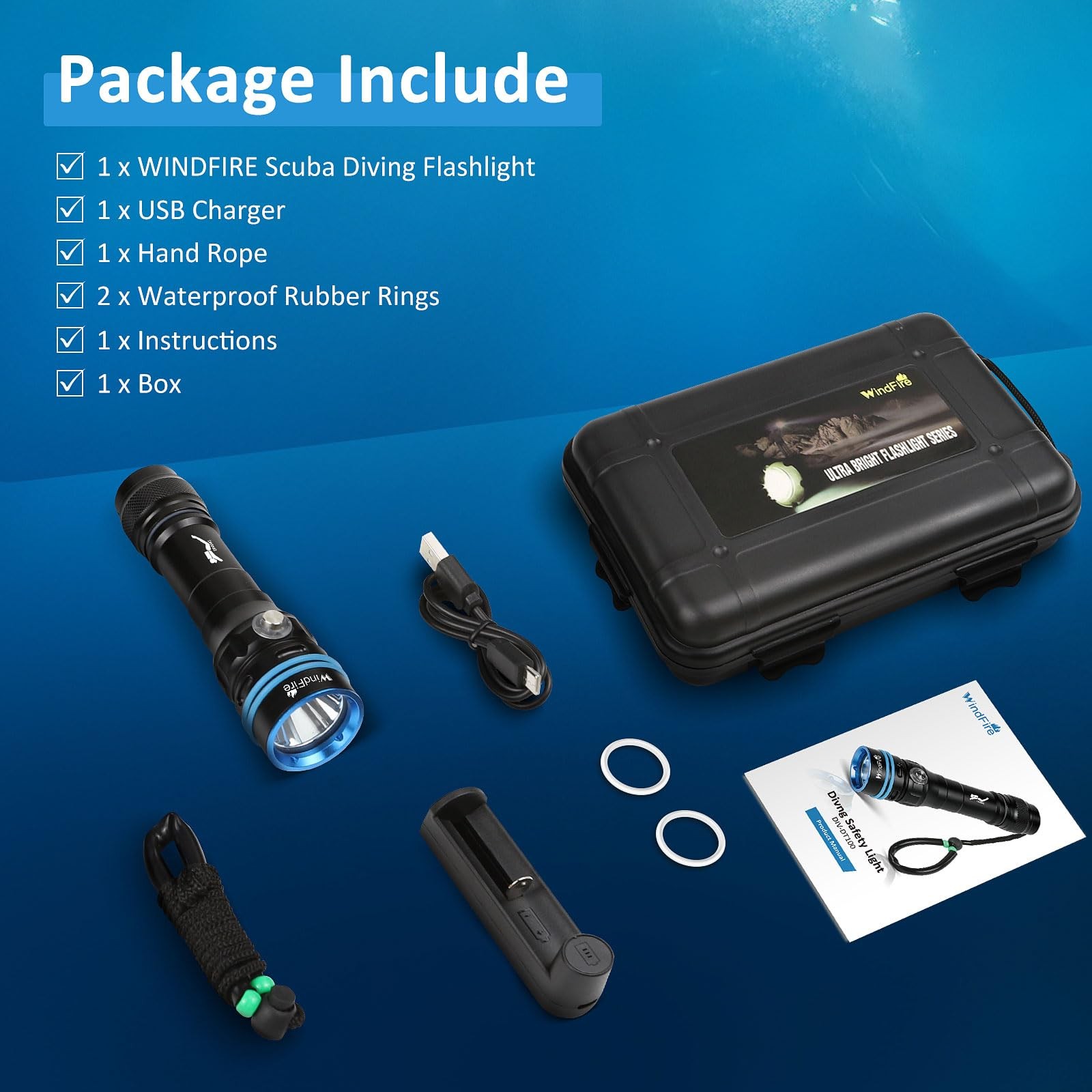 Scuba Diving Flashlight - Super Bright Led Dive Light By Windfire Ipx8