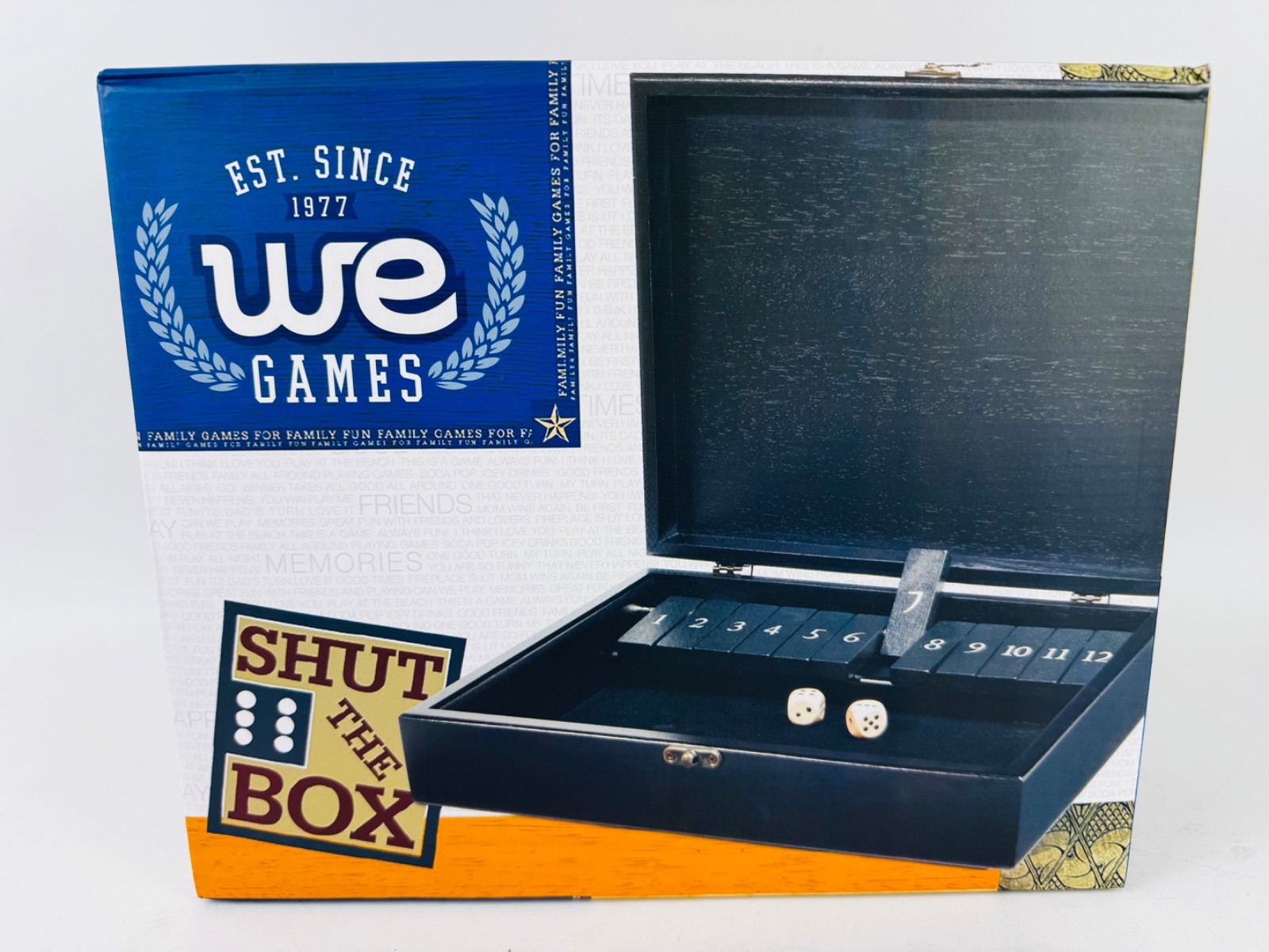 WE Games Shut The Box Game Wooden Dice Games Tabletop Bar Game 12 Number Tiles