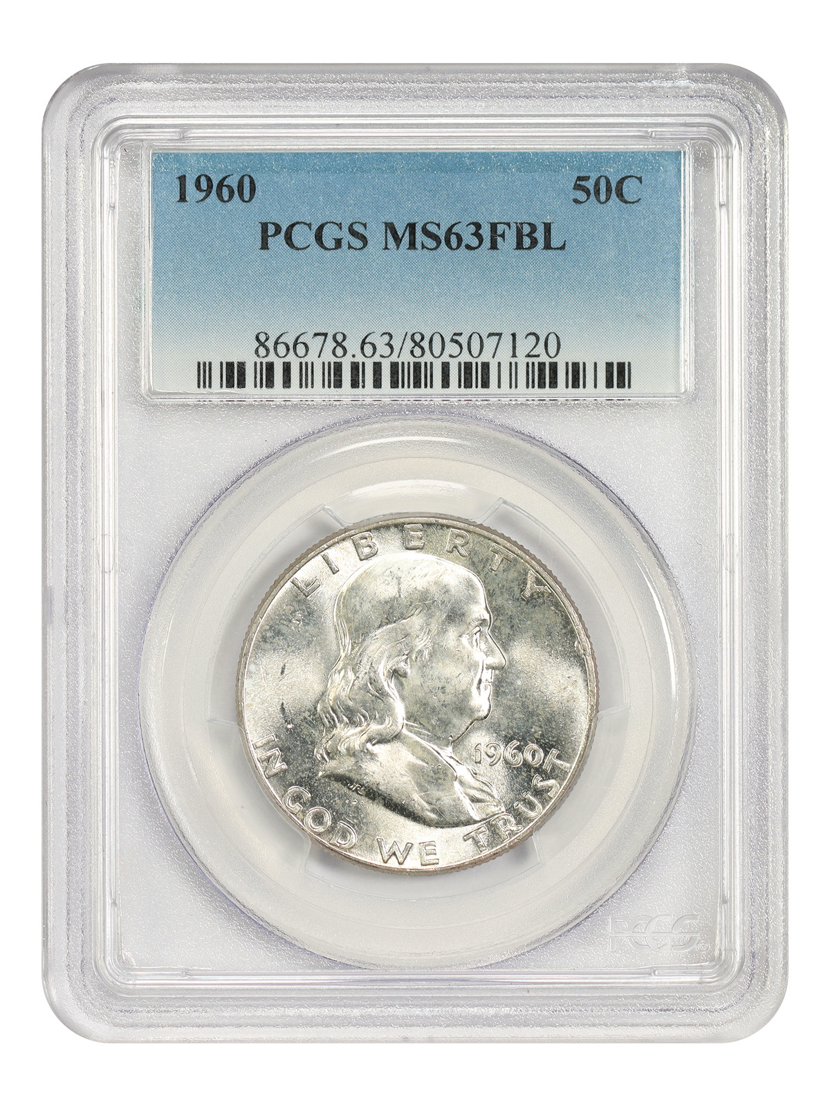 1960 50C PCGS MS63FBL - Franklin Half Dollar