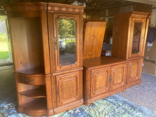 Entertainment wall unit or dining room display case and cabinet