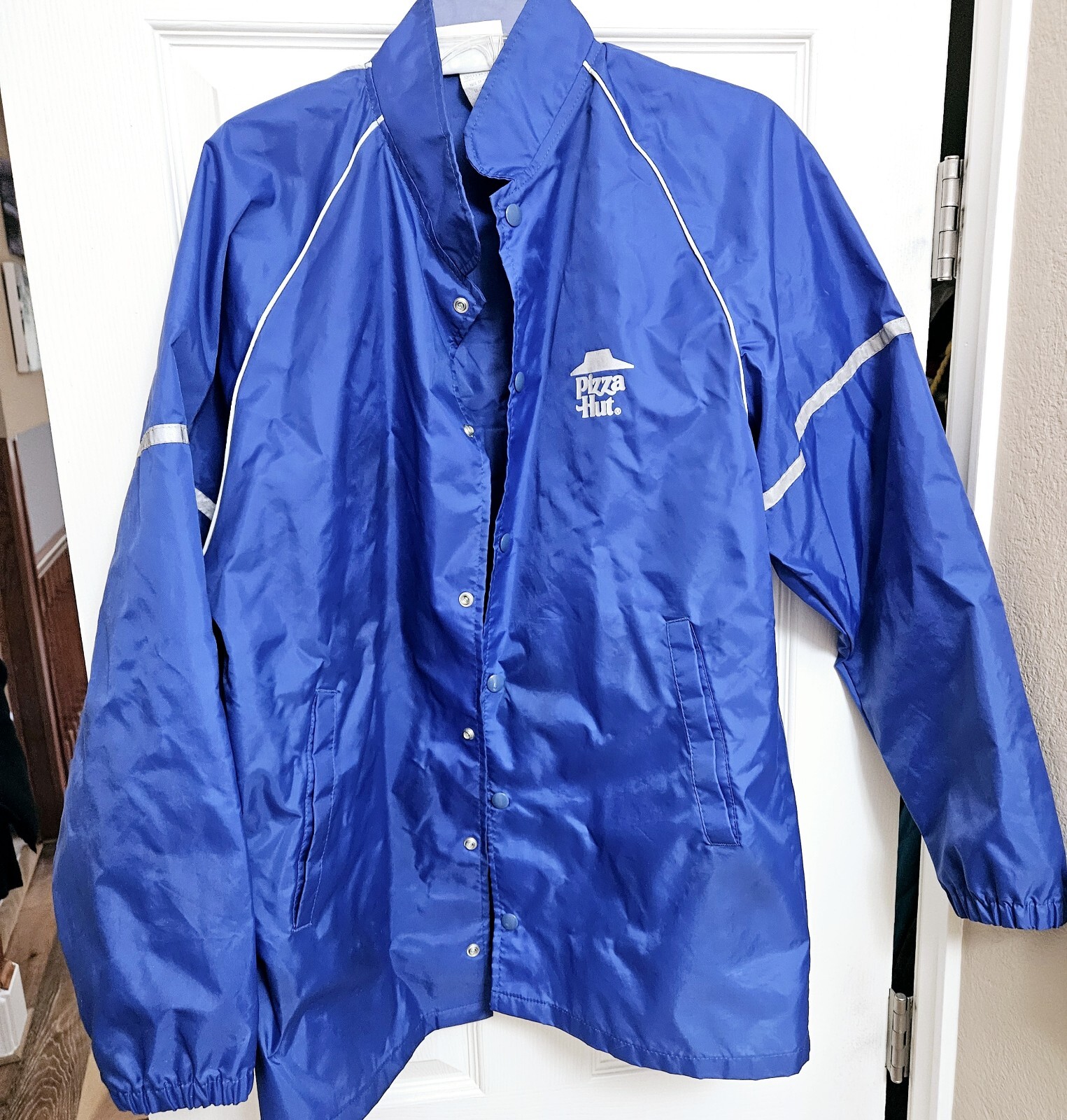 Pizza Hut Blue Wind Breaker Jacket Blue Size L Crest Vintage Delivery