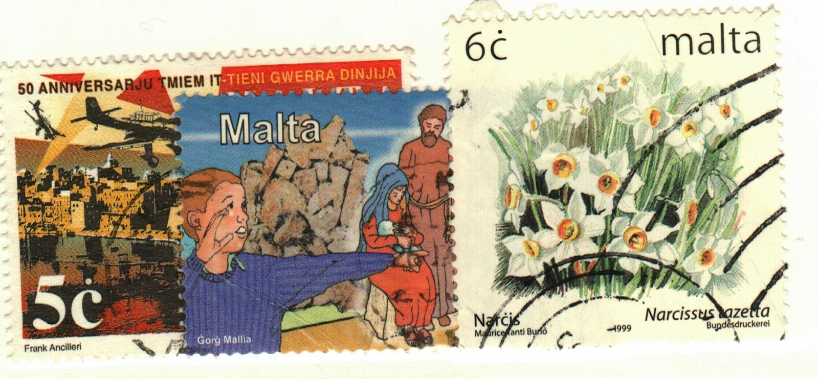 Malta #859, 985, 1032 used Flowers