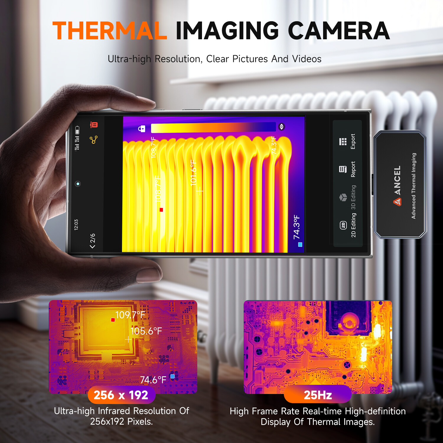 ANCEL IR101 256X192 IR Thermal Imaging Camera for Android USB Type-C Pro-Grade