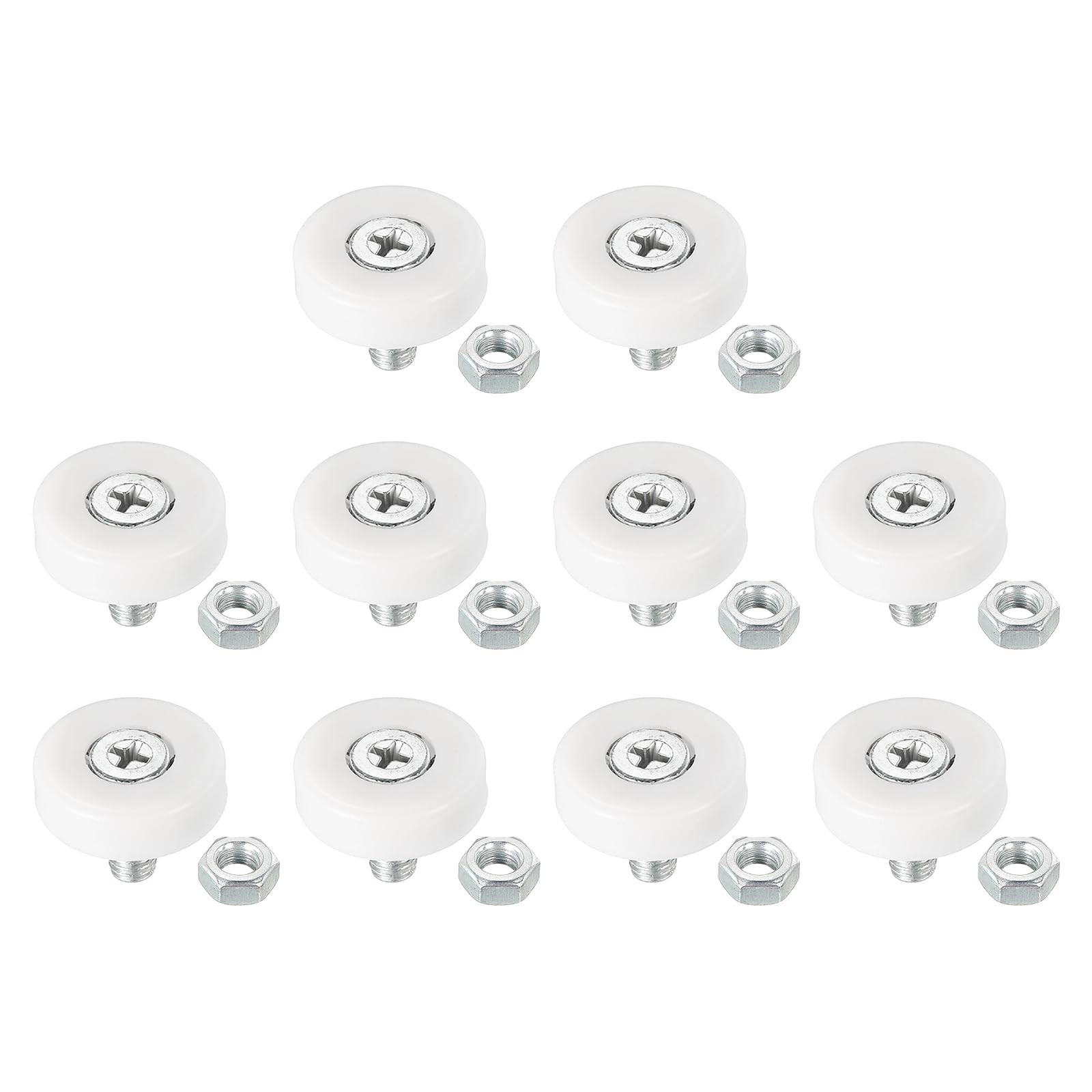 10pcs Drawer Rollers 22mm Pulley Wheels Replacement with Nuts
