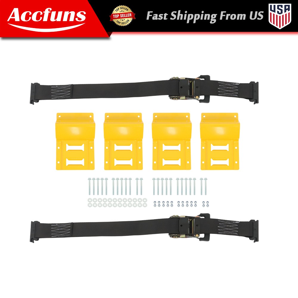 Universal Fitment 1 sets E Track Wheel Chock 8' Ratchet Tire Straps