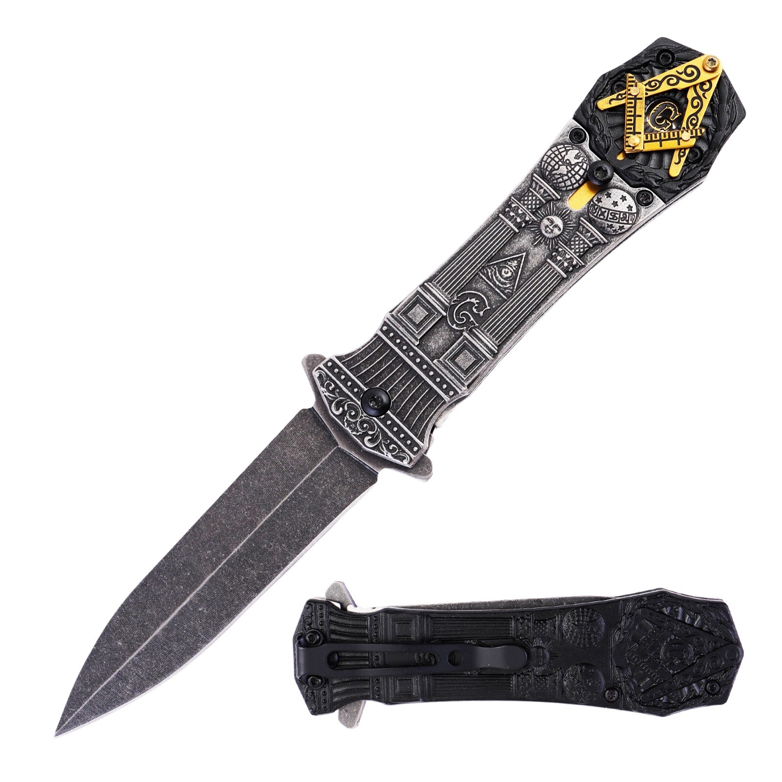 Masonic Folding Knife, Engraved Masonic Logo Expertly Crafted| Pocket Knife
