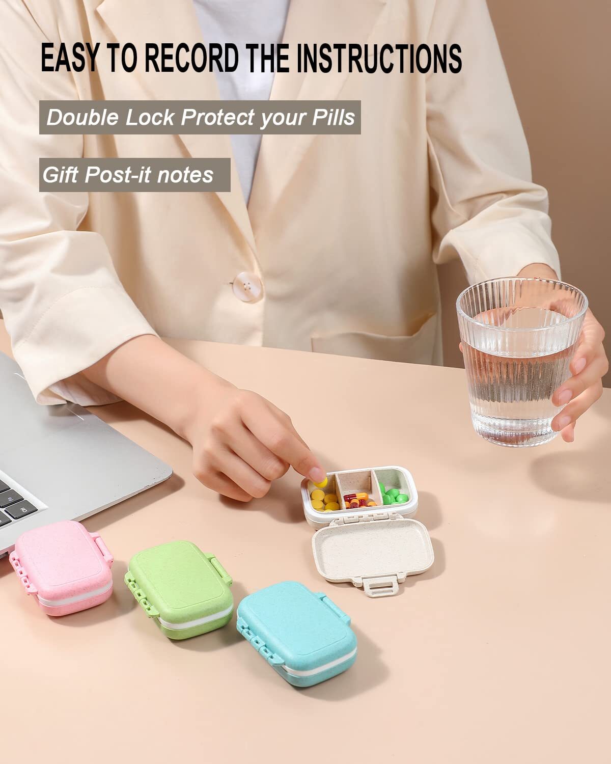4 Pc Pill Case 3 Removable Compartments Pill Box Bpafreeday Pill Organizer/3 Tim