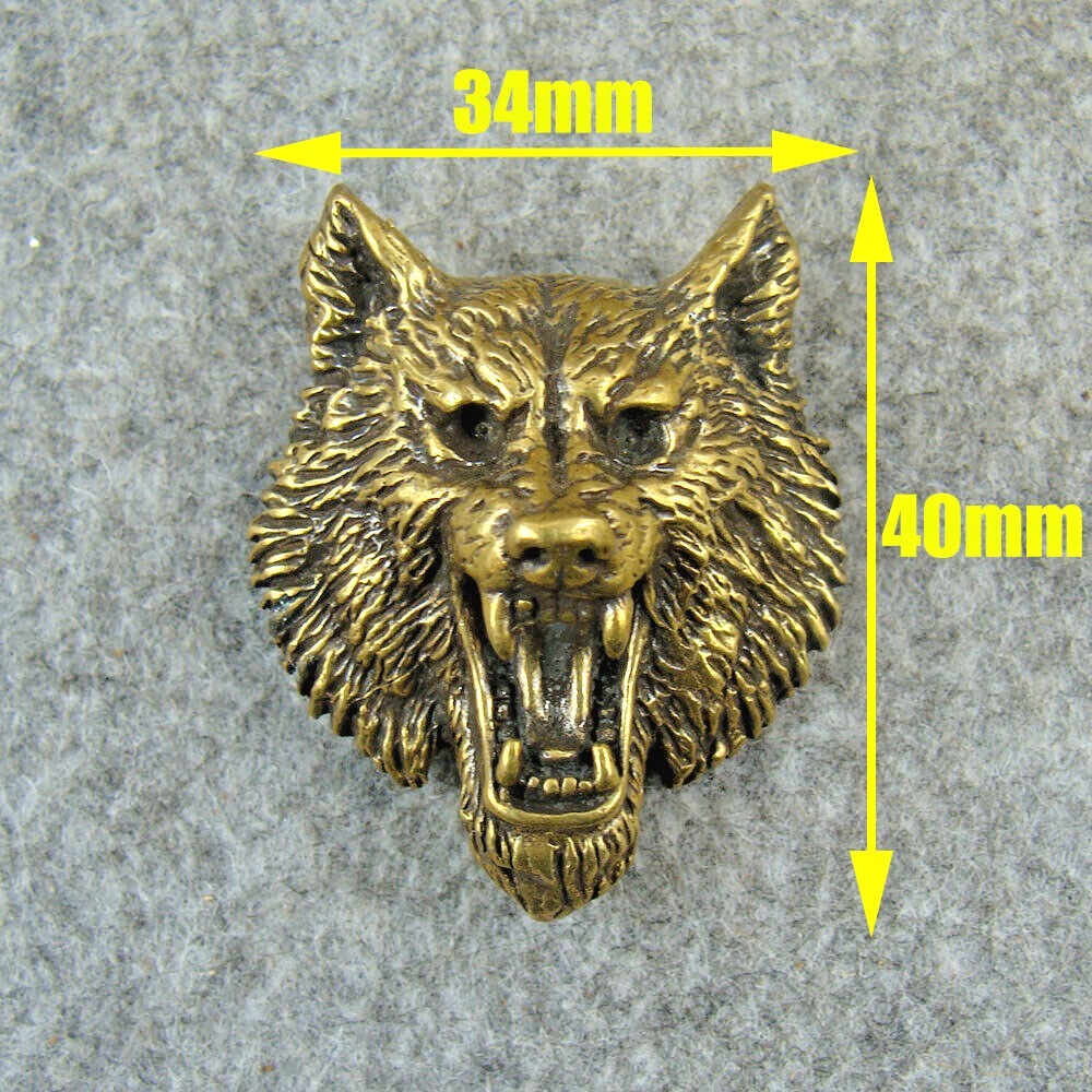 Brass "Wolf Head" Shape Bag Wallet Conchos Rivet Stud Punk Screw Back