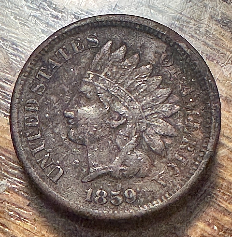 1859 Indian Cent Original AU Details Dark @ A Fraction of Greysheet CHRC