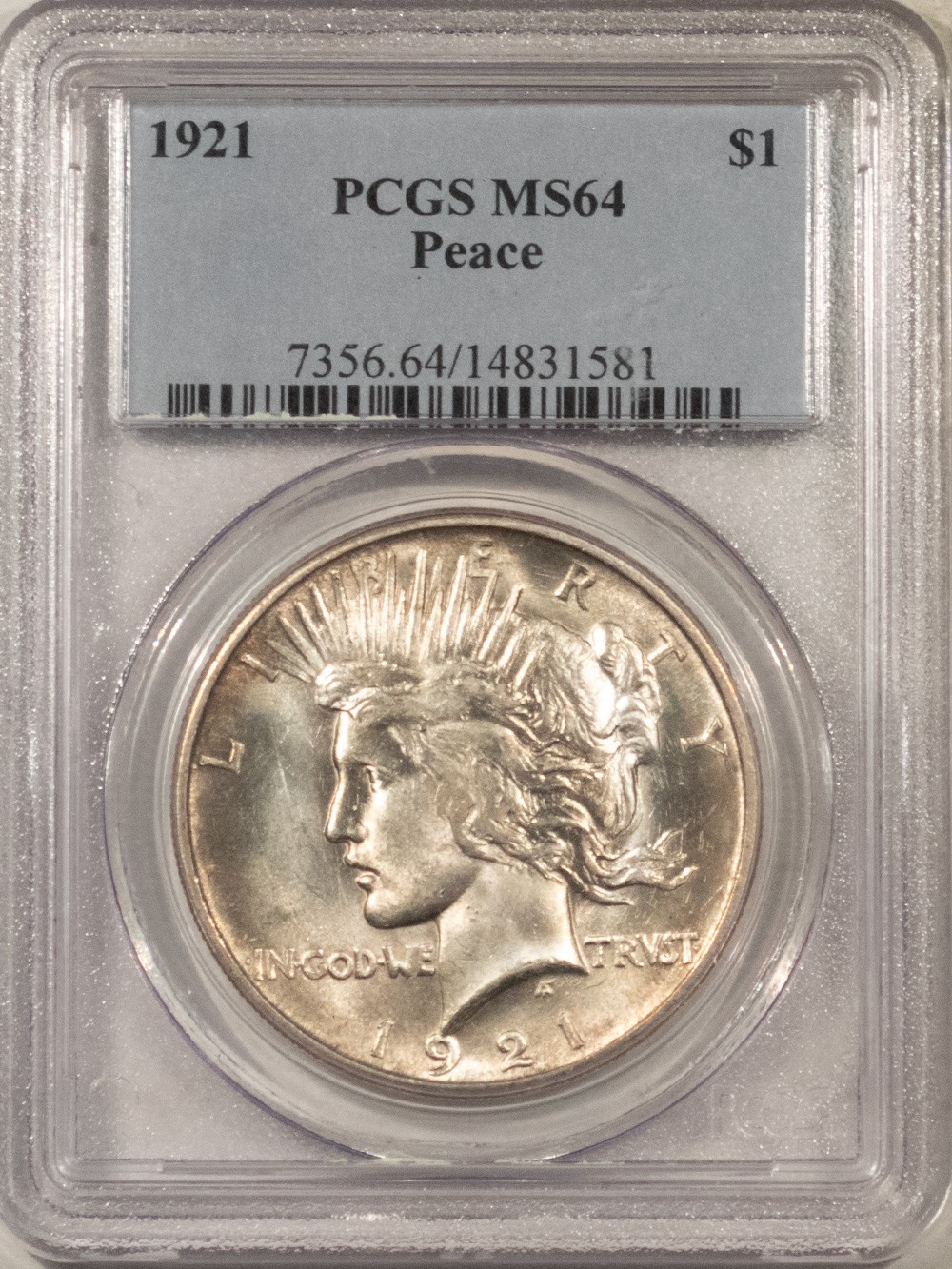 1921 $1 PEACE DOLLAR - PCGS MS-64, LUSTROUS & PREMIUM QUALITY!
