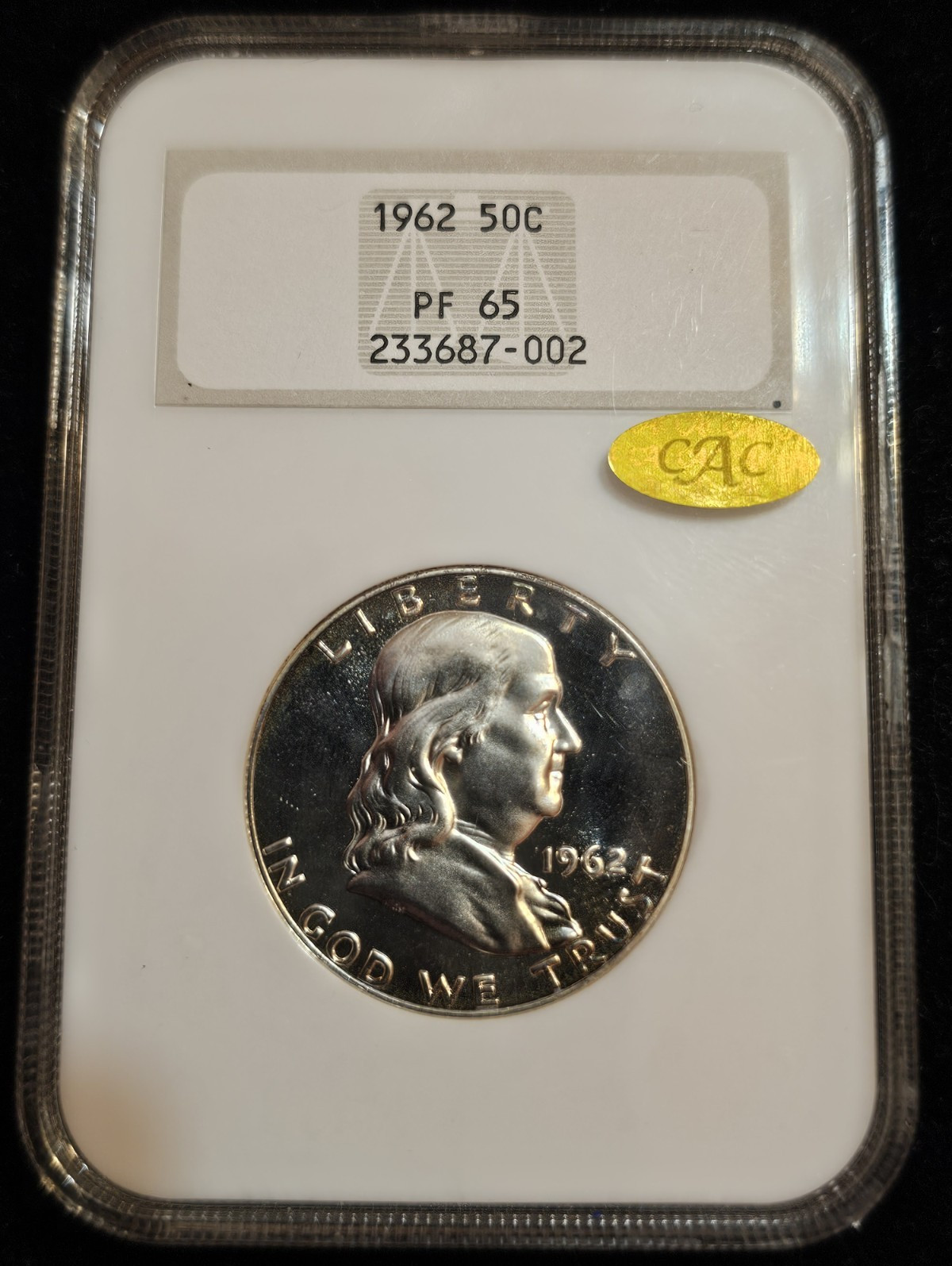 1962 Franklin Half Dollar 50C NGC FATTY GOLD CAC PF 65