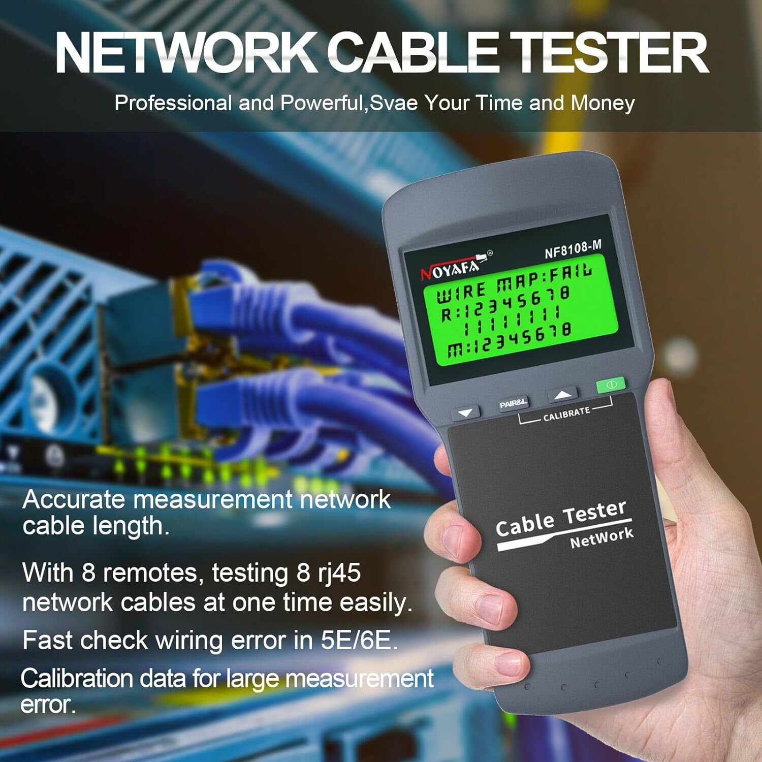 NF-8108M NetWork Lan Cable Tester Wire Length Tester 8 Remote Units 2025