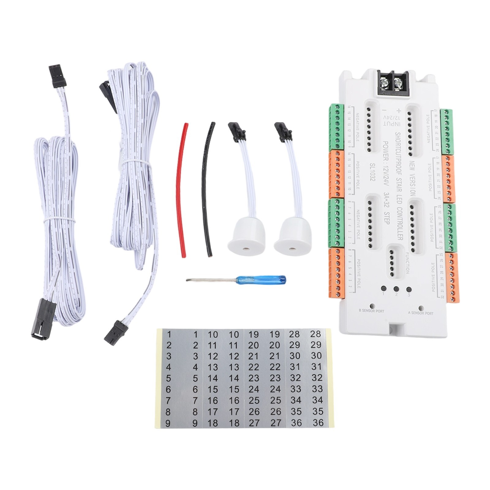 Stair LED Controller 32 Channels UL1032 with Dual AB Sensor Wiring Guide