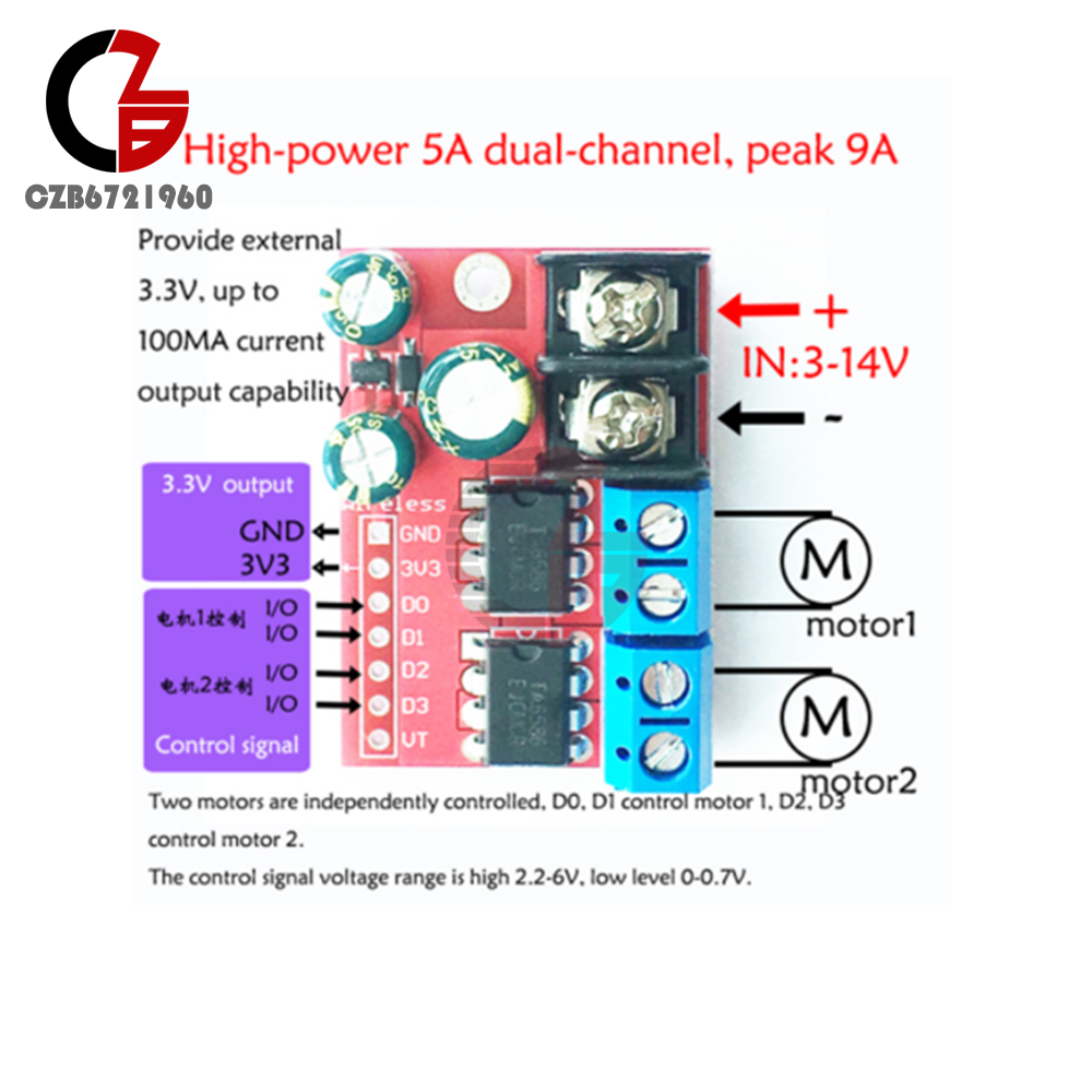 DC Motor Driver 5A Remote Control Dual H-Bridge PWM Speed Control Module Kit