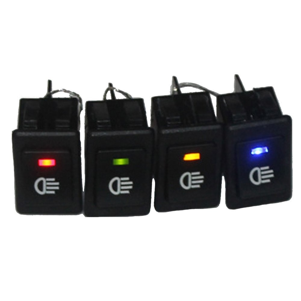 12V LED Fog Light Toggle Rocker Switch - 4Pin 35A ON/OFF, Multiple Colors