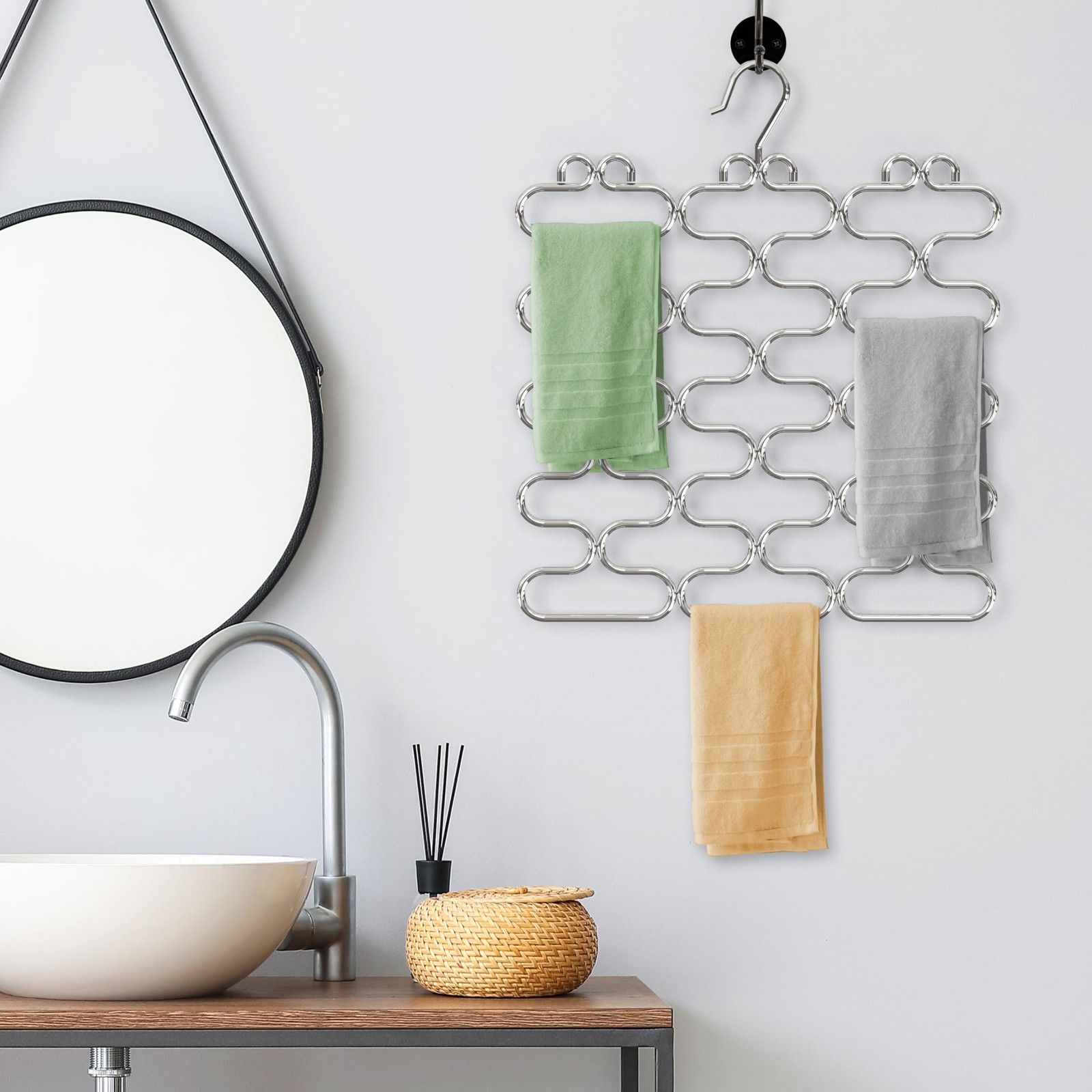 Scarf Hanger for Closet, 23 Loop, Chrome