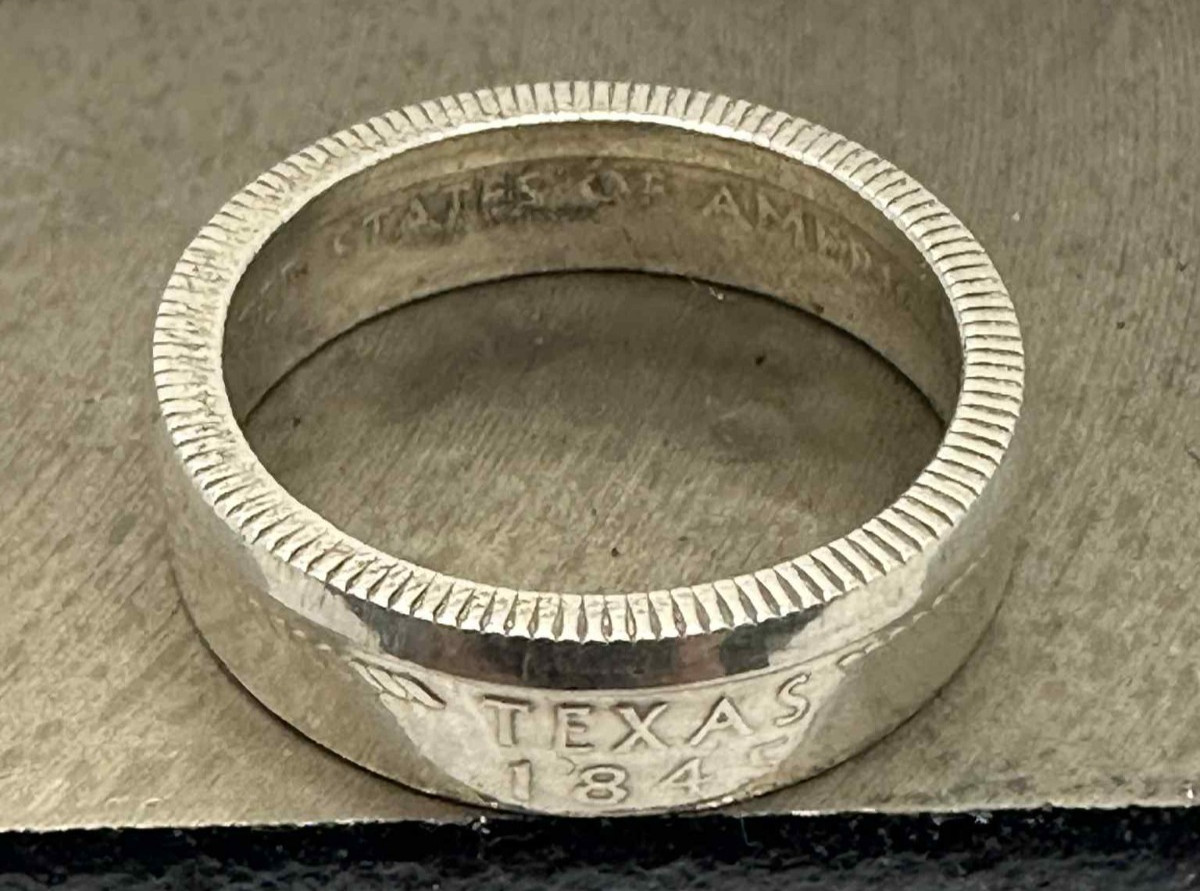 Texas 90% Silver US State Quarter Coin Ring - Sizes 5-11