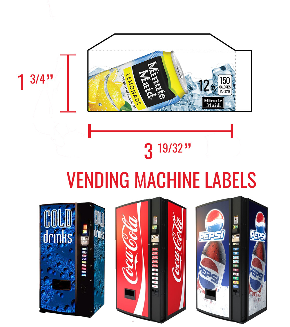 (6) Dixie Narco 276e 12 oz "CAN" Vend Labels - Flavor Strips - VARIETY PACK