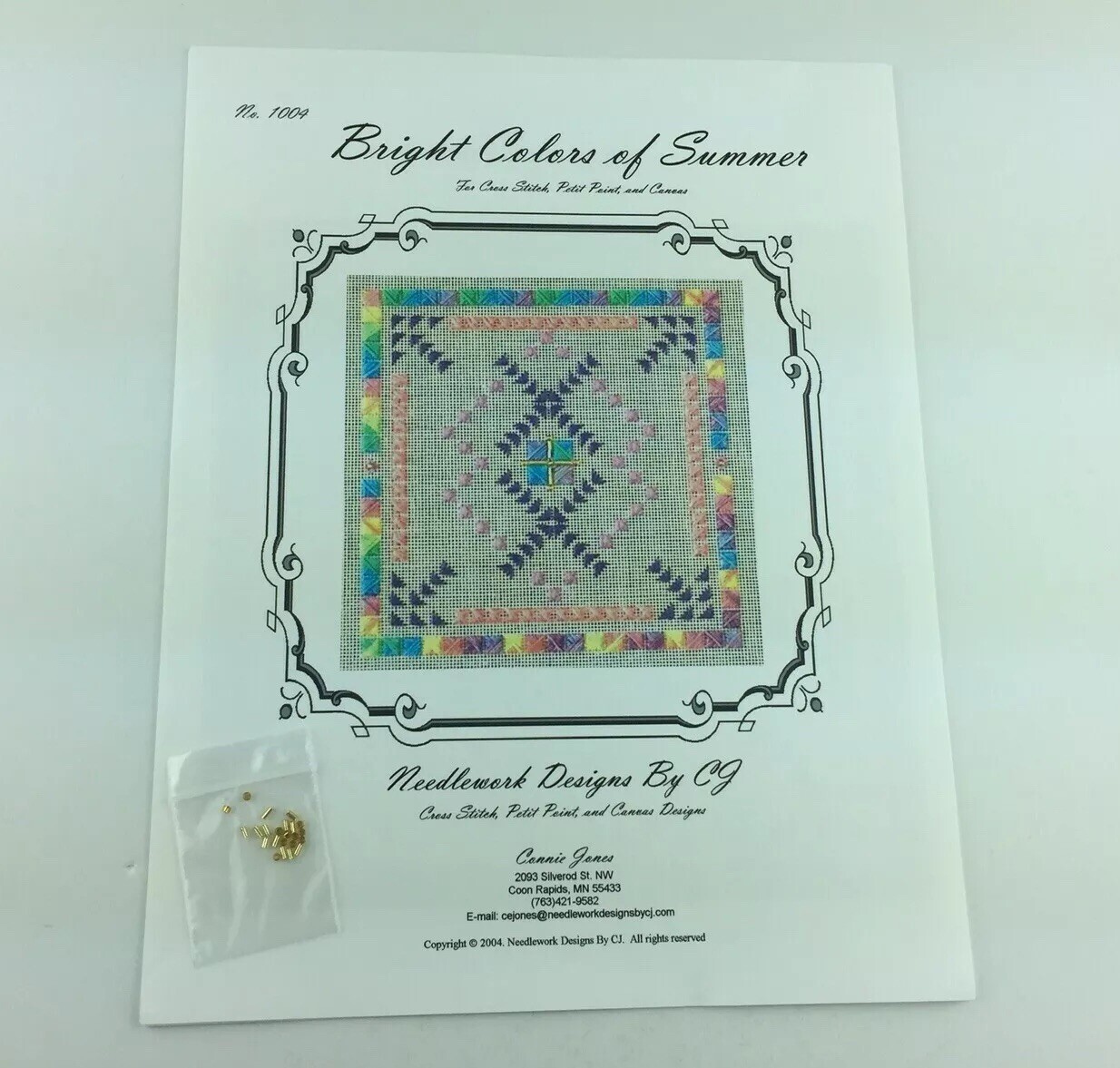 Needlework Designs By CJ Bright Colors Of Summer Needlepoint Pattern With Beads